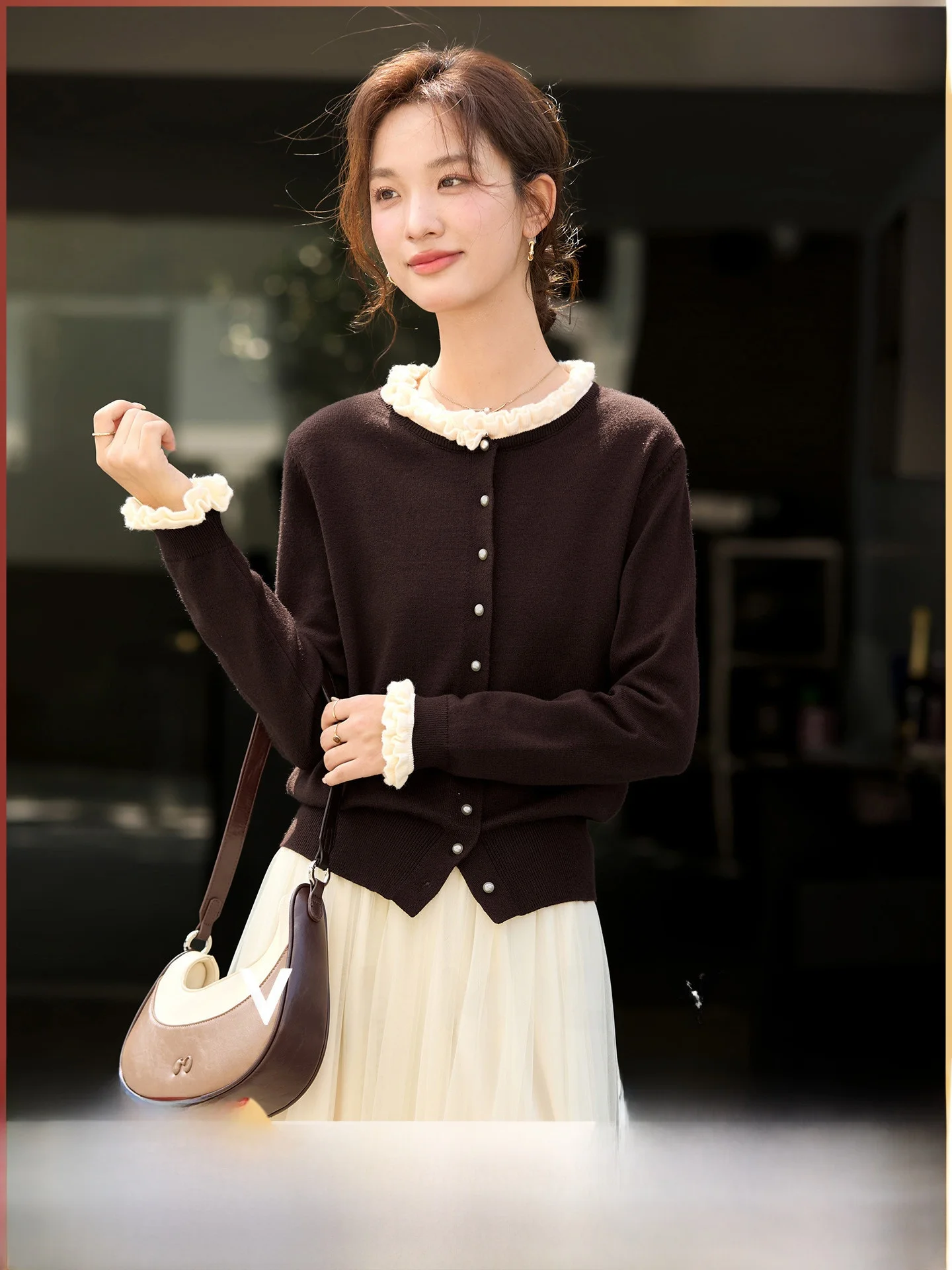 

Женский вязаный свитер с круглым вырезом и длинными рукавами, зимний, новый, в стиле колор-блок, повседневный, модный трикотажный топ