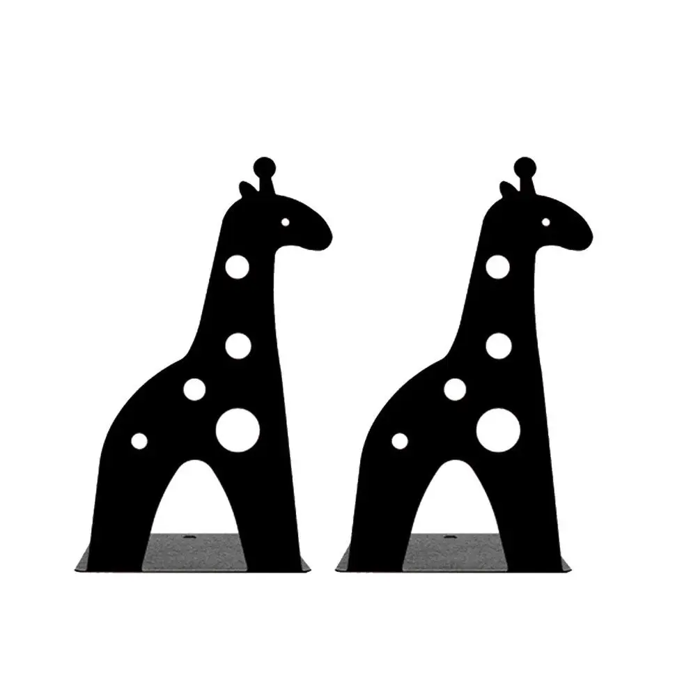 2Pcs Giraffe Bookends Nonskid Metal Book Stand Creative Book Supports for Desk Shelf Home Office Organizer Bookends Shelves