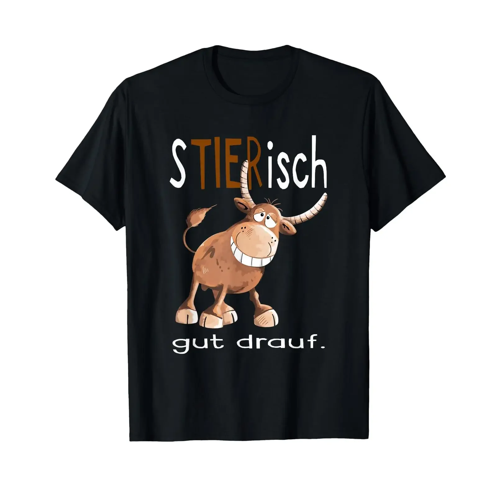Funny Stierisch gut drauf sayings bull motif I fun T shirt vintage Washed Comfortable Top For Everyday Wear designer clothes