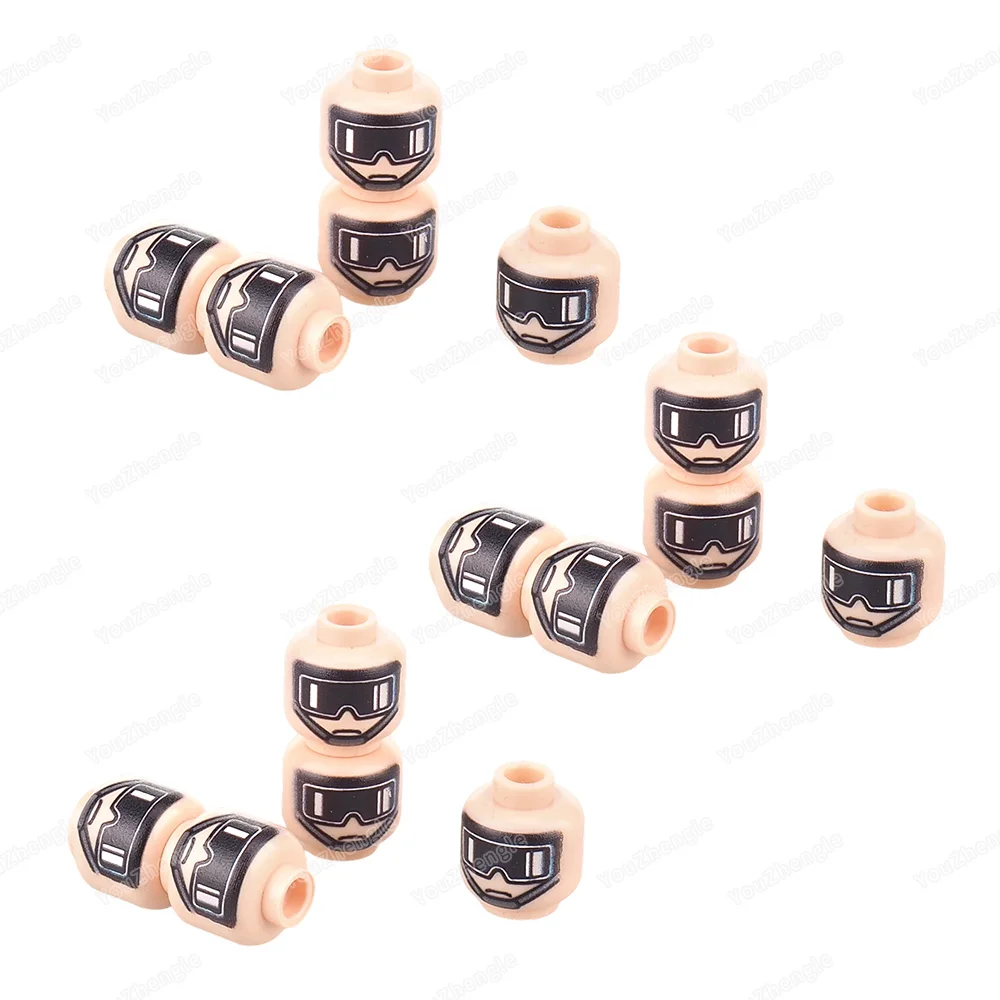 Goggles Chin Strap Printed Pattern Building Block 32626 Head Parts Assembly MOC Figures Equipment Scene Set Model Gift Boys Toys