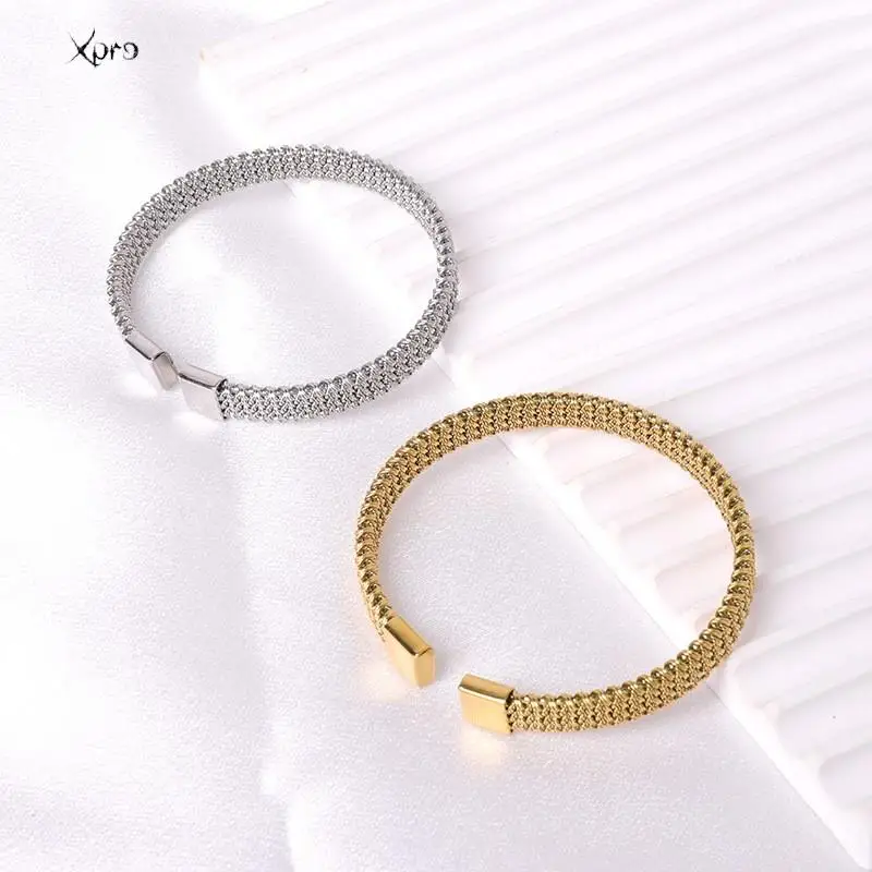 Stainless Steel Bangles Bracelet for Women Luxury Gold Plated Cuff Bracelet femme Fashion Wedding Jewelry Christmas Gift bijoux