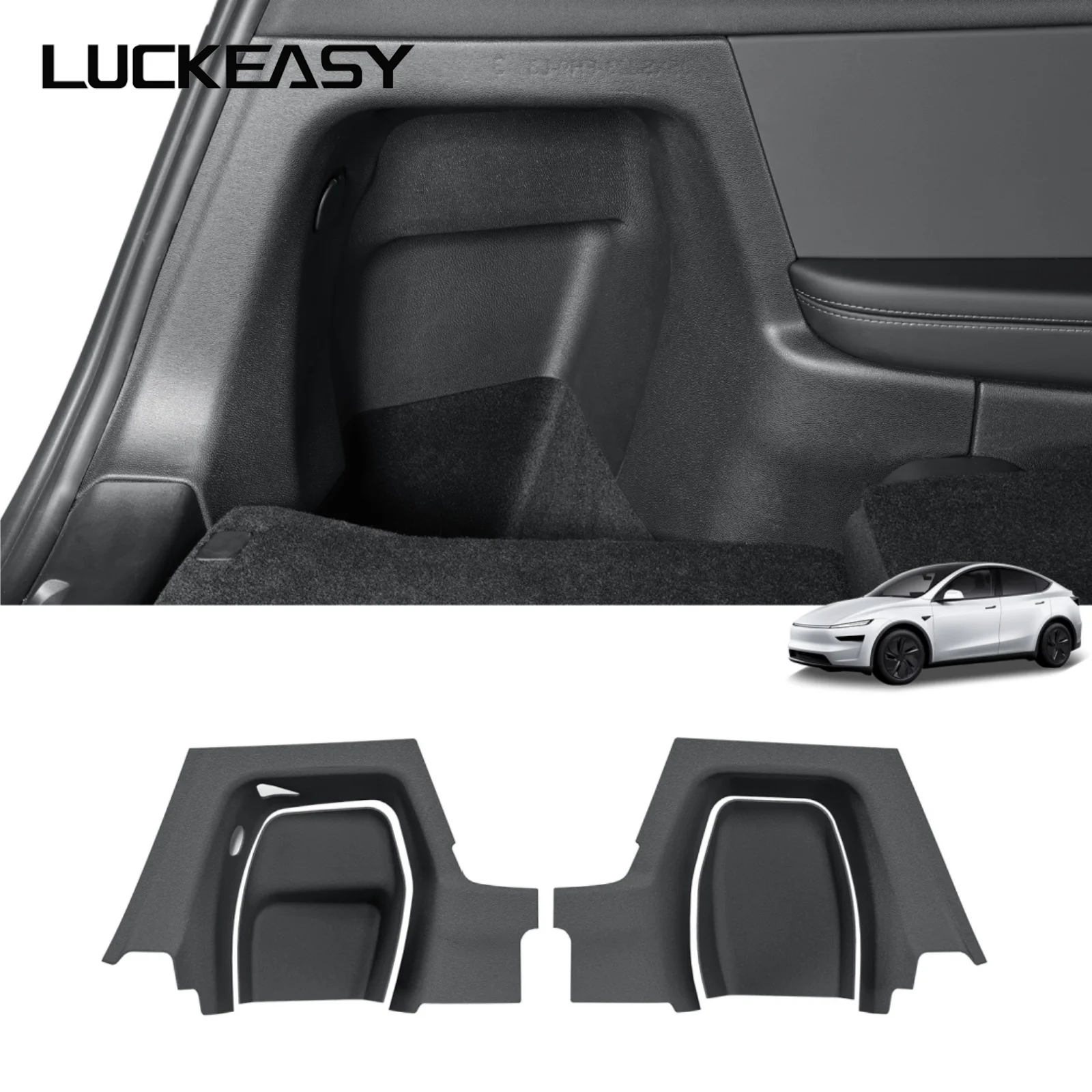 LUCKEASY for Tesla Model YL 2025 2026 Rear Trunk Side Anti-Kick Pad Full Coverage Protection Kit Pad 4Pcs Car Accessories Black