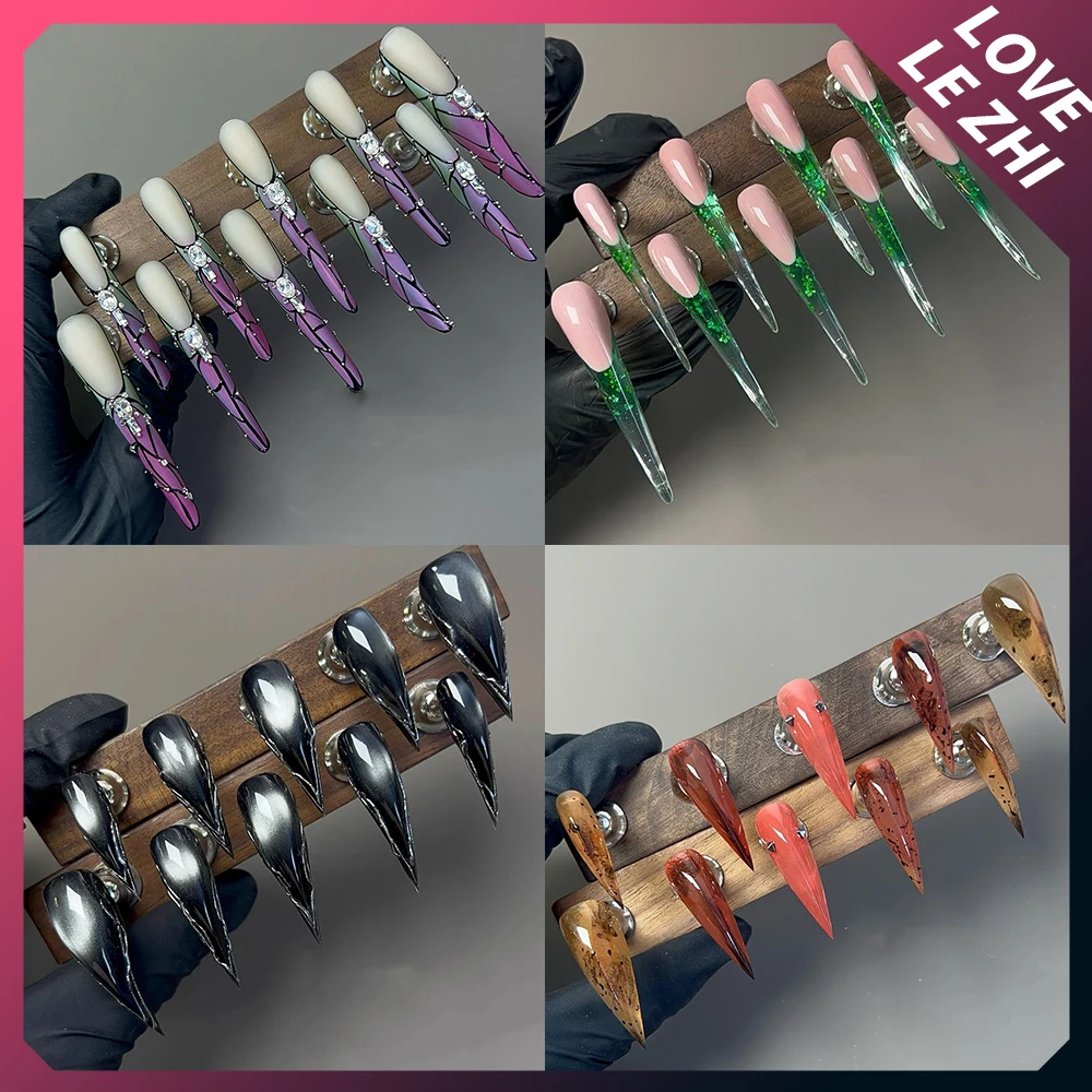

10Pcs Y2K Spicy Girls Handmade Dragon Shape Claw Press On Nails Gothic Dark Gradients Wearable Full Cover Nail Party Stickers