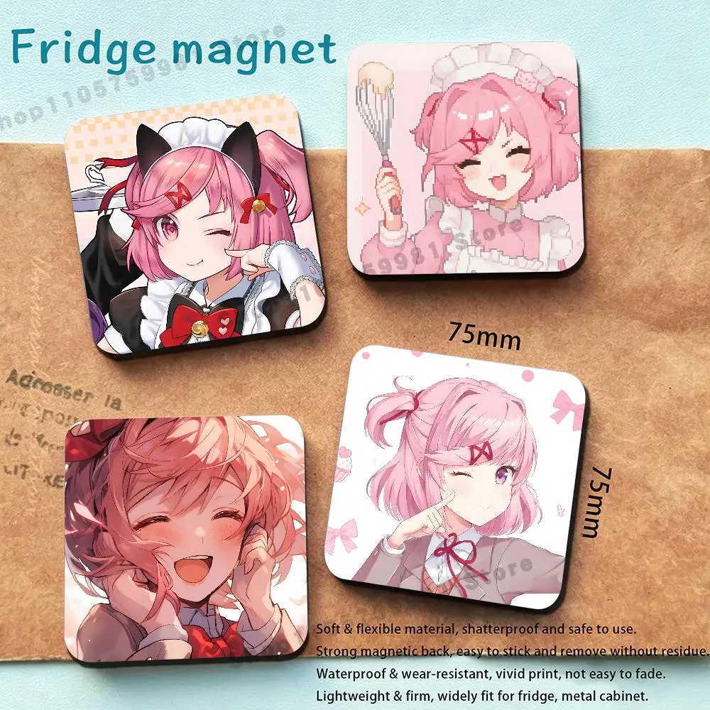 Game Tsundere Girl Natsuki DDLC Fridge Magnetic Magnet PVC Memorial Decor for Family Friends Students Adults