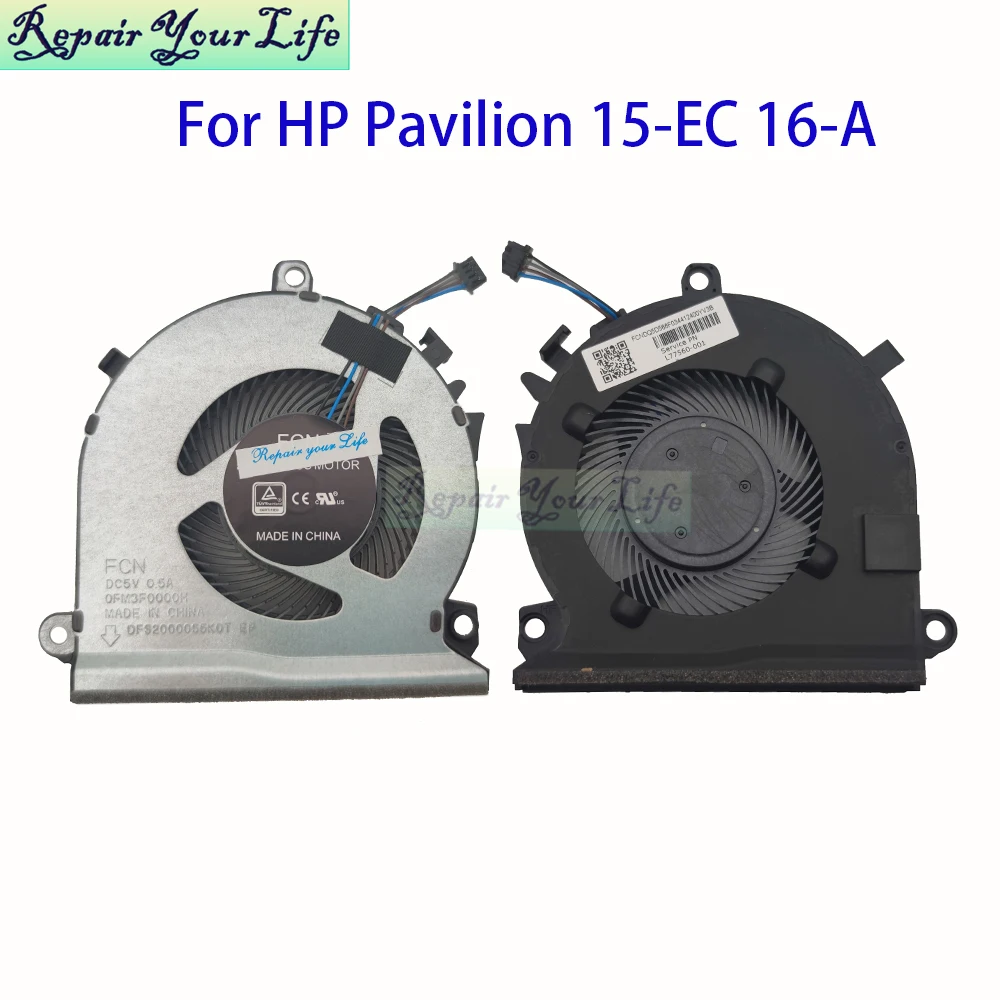 Notebook CPU Cooling Fan For HP Pavilion Gaming 15-EC 15T-EC 15Z-EC 16-A 16T-A TPN-Q284 Q229 L72702-001 L77560-001 OFM3F0000H