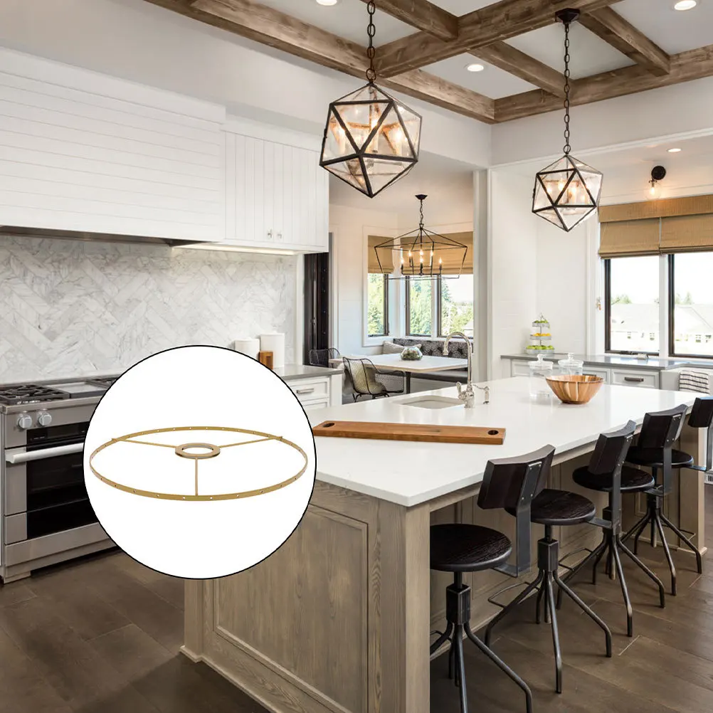 

2Pcs Lampshade Frame Iron E27 Round Wire Frame 15Cm Center Hole DIY Lamp Shade Ring Holder for Table Floor Pendant Lamp