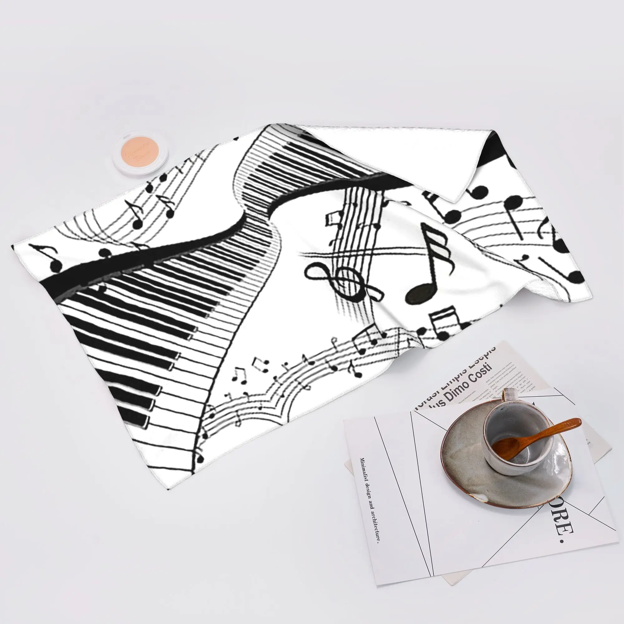 Custom Abstract Piano Keys With Musical Notes Soft Face Towel Quick Dry Pool Bath Cotton Towels Breathable