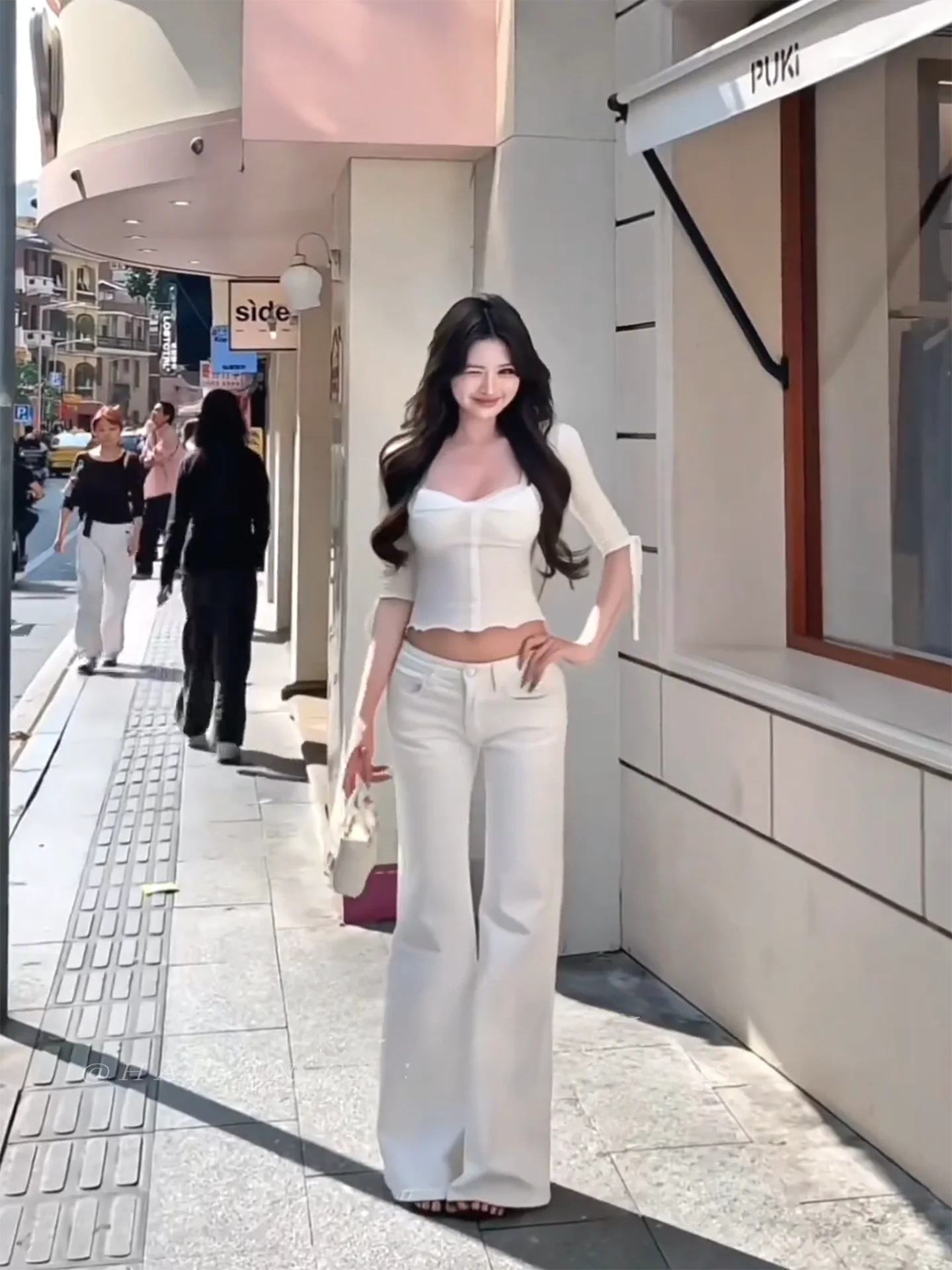 

Low Waist Flared Straight Leg Jeans Women's Casual Long Trousers Butt Lifting Slimming White Denim Jeans for Spring Season