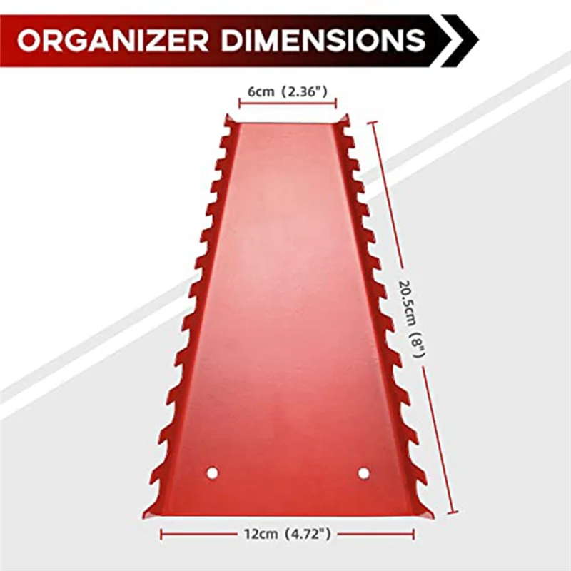 2 Pack Metal Wrench Organizer- Premium Wrench Holder Tray, Wall-Mounted Storage Solutions for Wrench (1 Red & 1Black Vogue