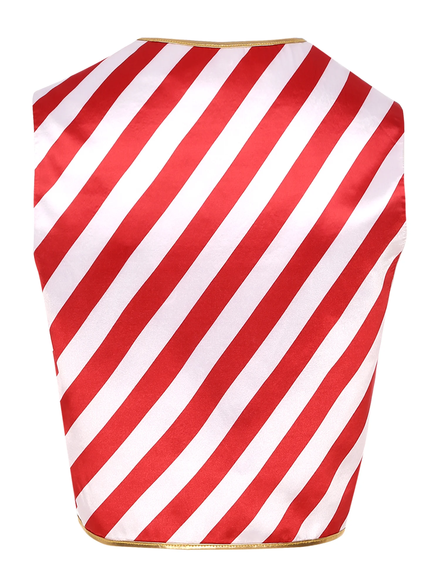 Mens Candy Cane Christmas Costume Striped V-Neck Sleeveless Santa Claus Waistcoat Vest Jacket for Xmas Holiday Party New Year