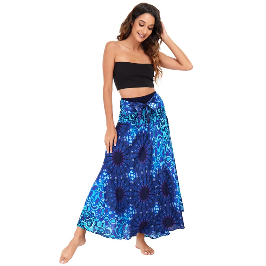 Casual Folk-Custom Printed Skirts Women Fashion Bohemian Long Skirt Streetwear Beachwear Woman Clothing Faldas Mujer Jupe Femme