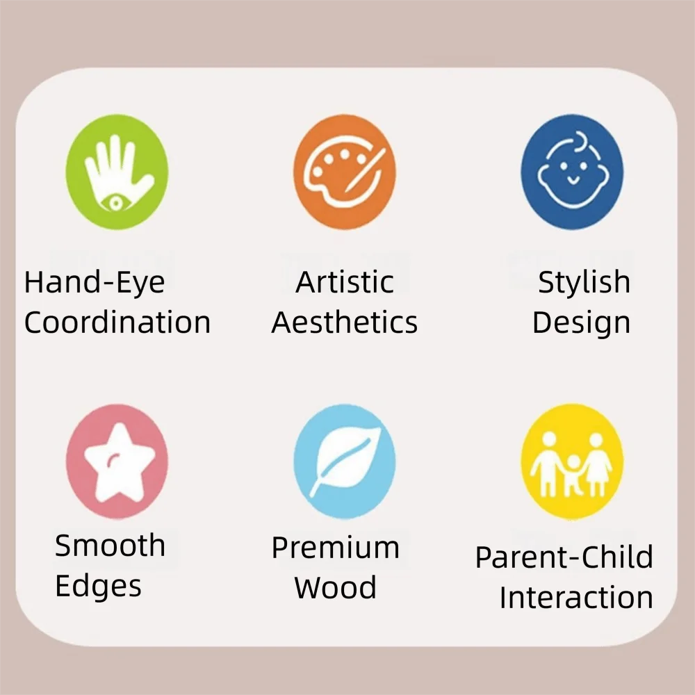 Creativo 3D Hamburger Puzzle Giocattolo Blocchi di Legno Manica Esagonale Colonna Hamburger Puzzle Giocattoli da Costruzione Cognizione del Colore Forma Geometrica