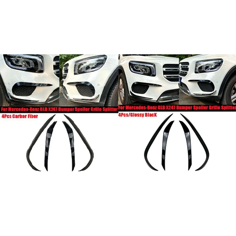 4Pcs Car Front Bumper Spoiler Grille Splitter Cover For Mercedes-Benz GLB X247 GLB180 GLB200