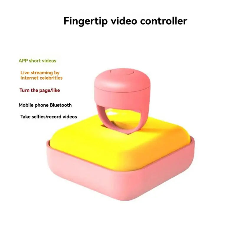 ABKN Mobile Phone Fingertip Bluetooth Controller Ring, Remote Control for Video Swiping and Page Browsing, for TikTok, Yellow