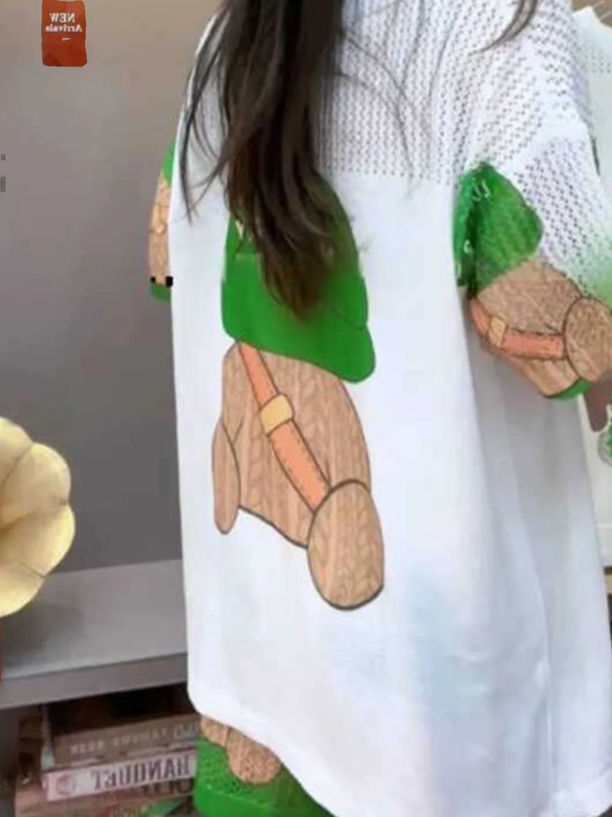 Cartoon Shorts Suit Women 2024 Summer New Backpack Hat Bear Hollow Rhinestone Short Sleeve T-shirt Loose Casual 2 Piece Sets