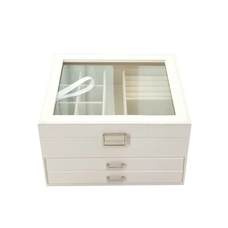 3 Layer Leather Jewelry Box Organizer Travel Storage For Case for Women Earrings Necklaces Rings Bracelets Display Holder