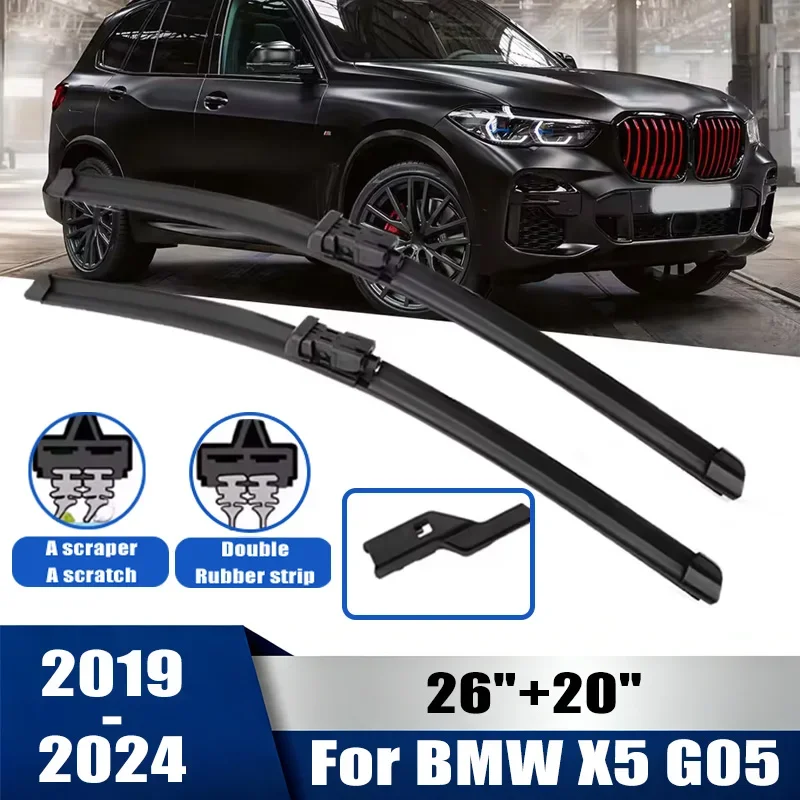 

2pcs Wiper Front Wiper Blades Set For BMW X5 G05 F95 2019-2024 2020 2021 Windshield Windscreen Window 26"+20"Car Accessories