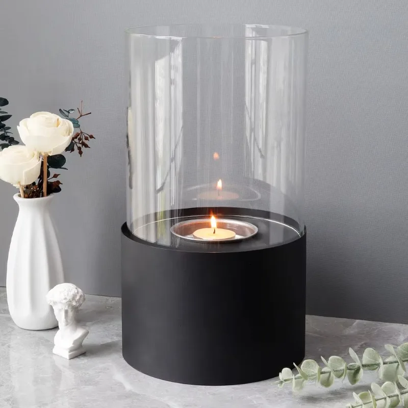 

Round Metal Candle Holder with Glass for Tealight Candle Holder for Home Decor (US Stocks)