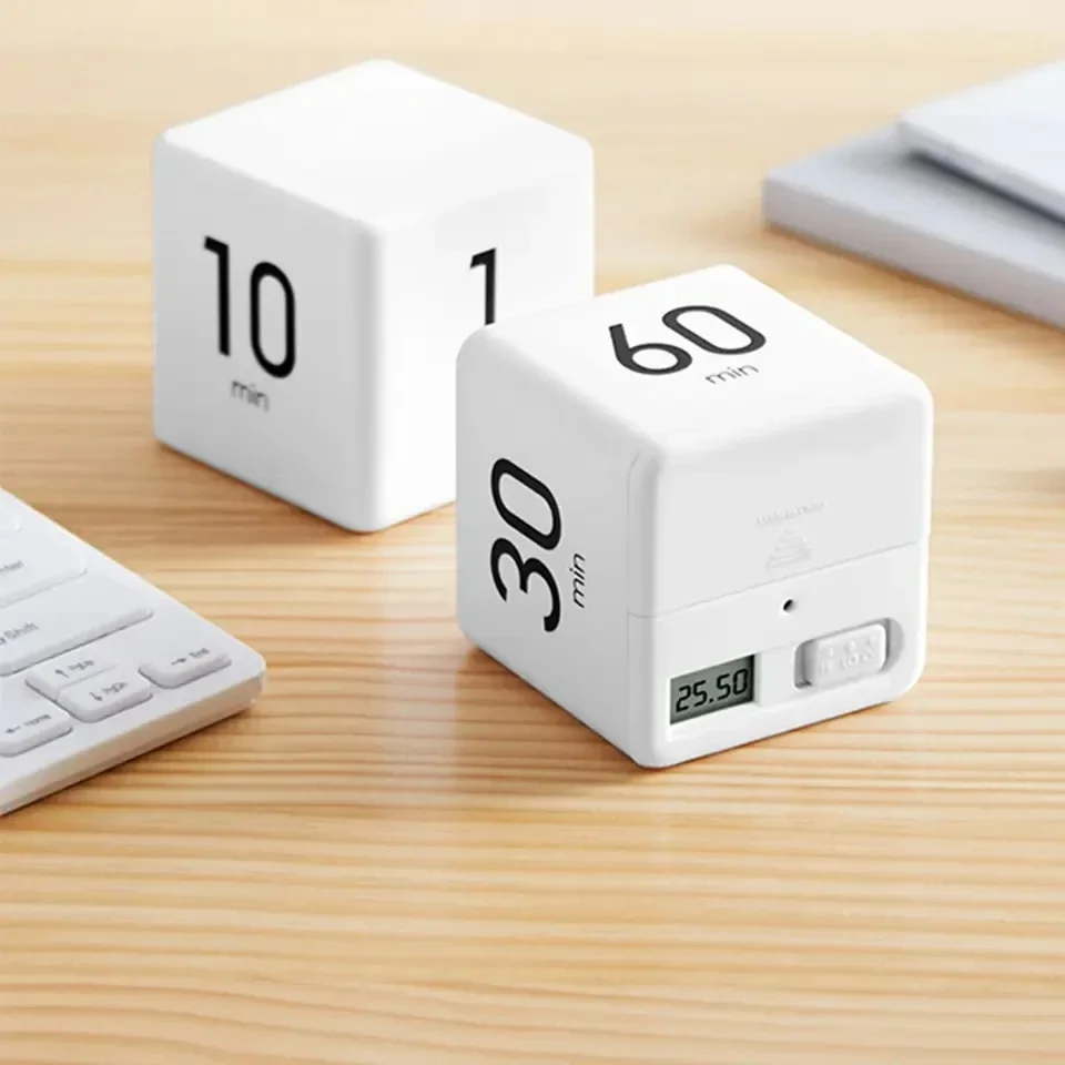 White Color Cube Kitchen Timer Cubic Timer for Cooking Workout And Time Management Kids Timer Kitchen Accessories
