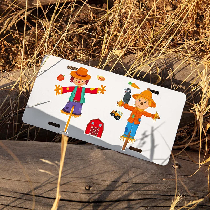 Kid DIY Make a Scarecrow Face Sticker Sheets Autumn Party Games Crafts Cute Cartoon Farm  Animal Field Scarecrow Puzzle Stickers