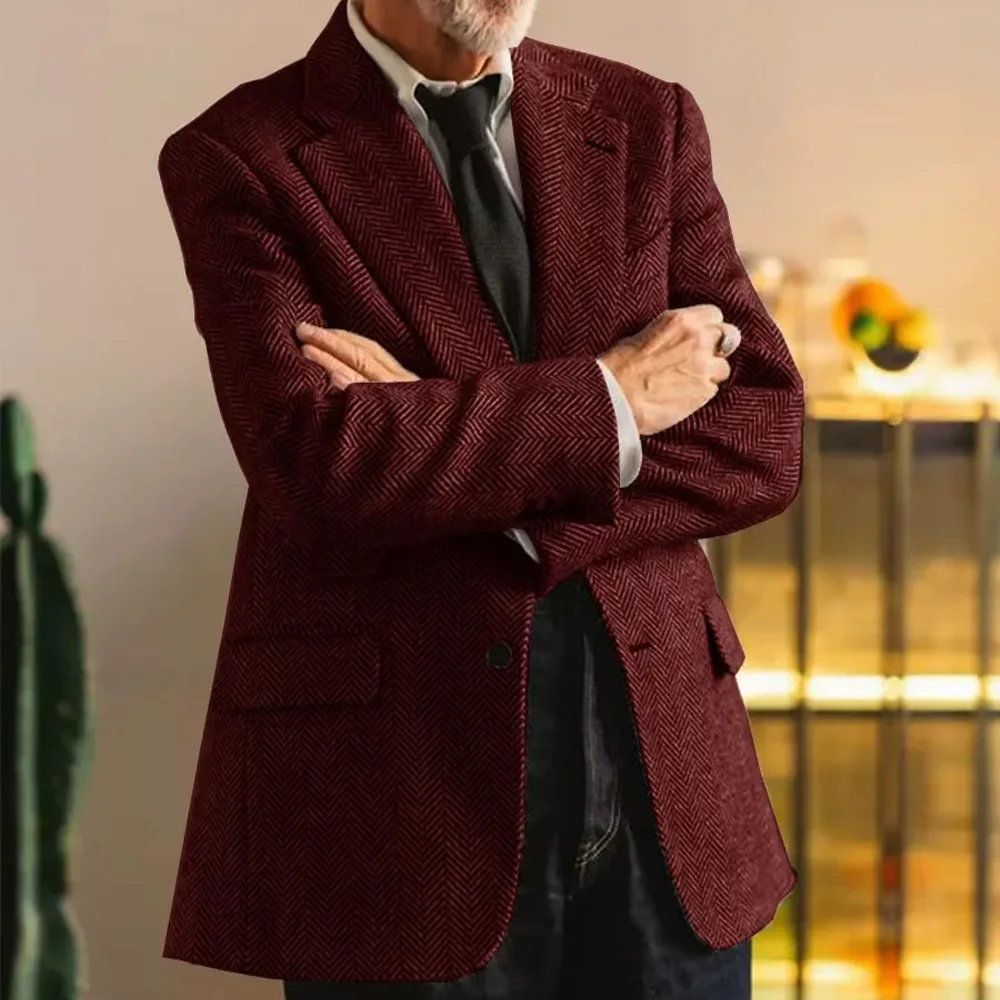 

Men's Herringbone Jacket Casual Blazer Single breasted Fit Slim Blazer Casual Fashion Comfortable Outerwear Male Clothing Coat