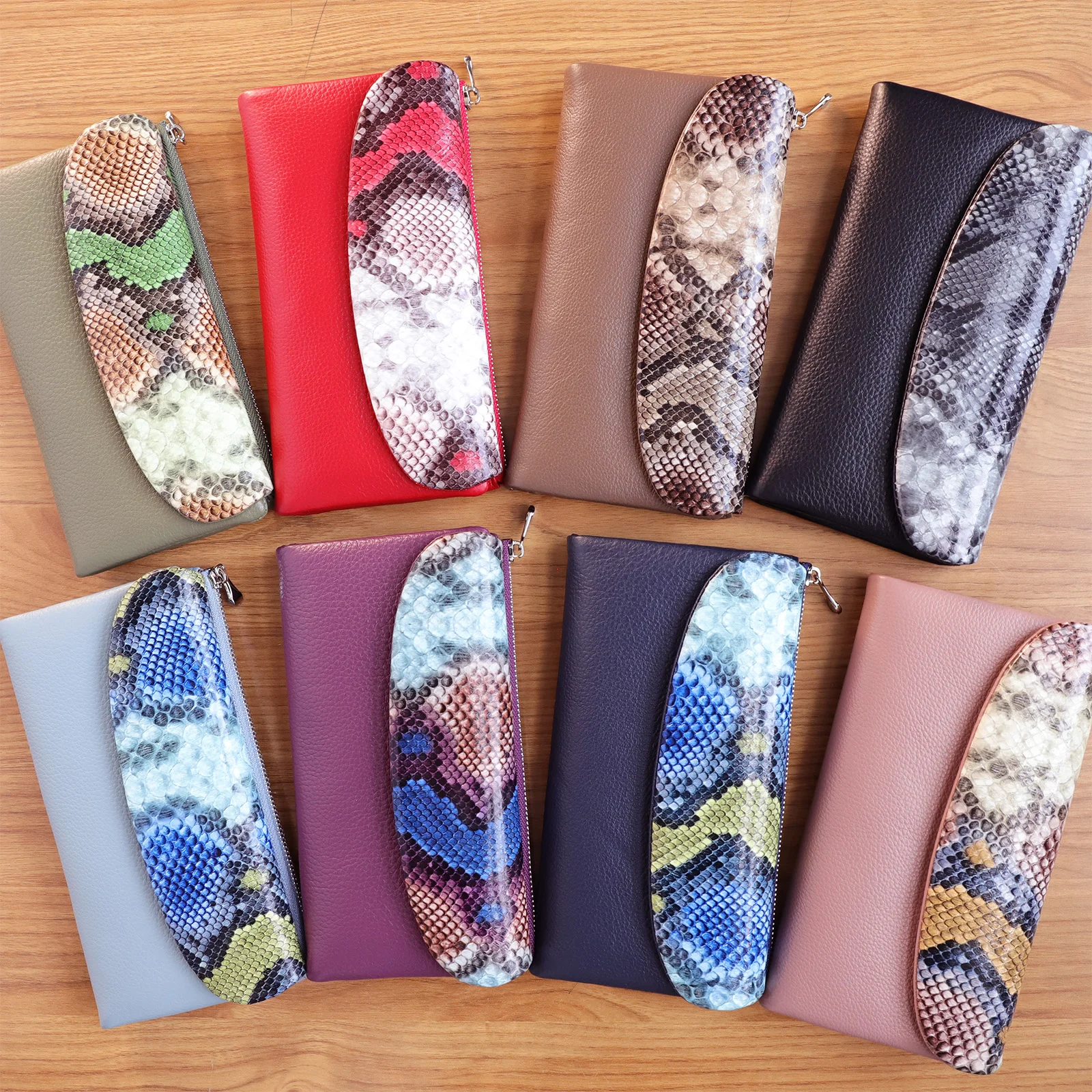 Dompet Panjang Minimalis Wanita Dompet Koin Lipat Tiga Penutup Magnet Kulit Asli Klasik Tempat Kartu Multi Slot Penggunaan Sehari-hari Portabel