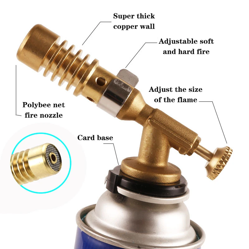 Copper Butane Burner Welding Gas Torch Flame Gun Brazing Flamethrower Outdoor Camping BBQ Portable Soldering Heat Gun