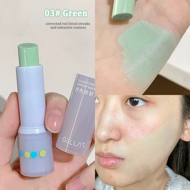 Heallor Color Correcting Makeup Primer Balm Moisturizing Green Purple Concealer Cream Cover Dark Circles Brighten Face Foundatio