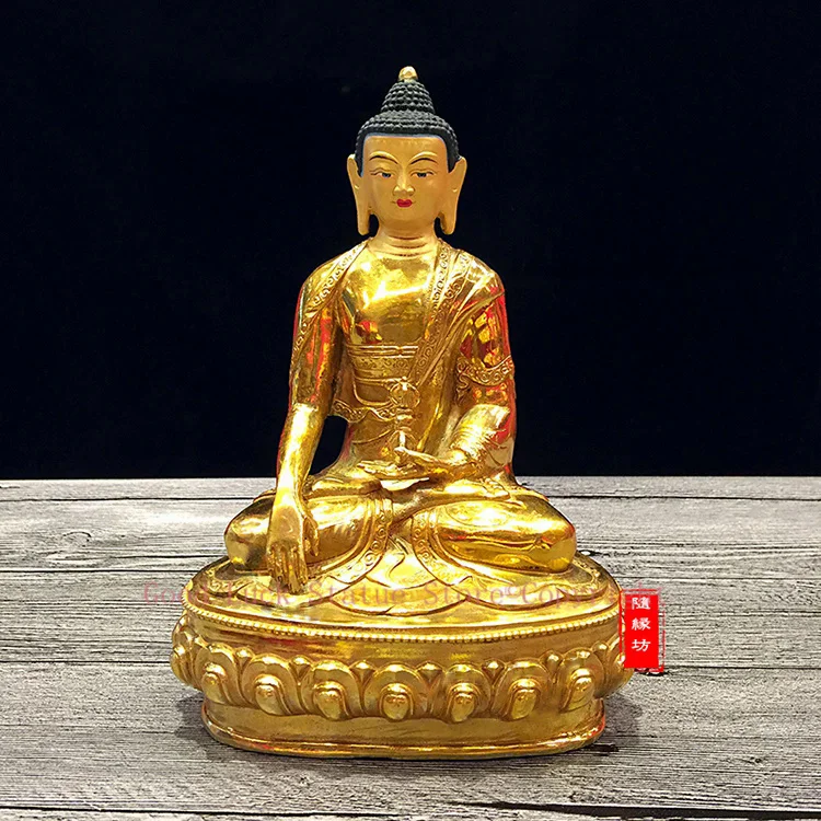 

GOOD --20cm Buddhist Buddhism efficacious Protection Tibet Nepal Gold-plated brass gold Mitukpa Buddha Religious statue