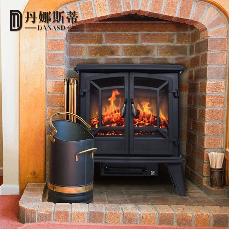220V 3D Flame Electric Fireplace Heater European Decoration Energy Saving Warm Fan for Home Use CAB