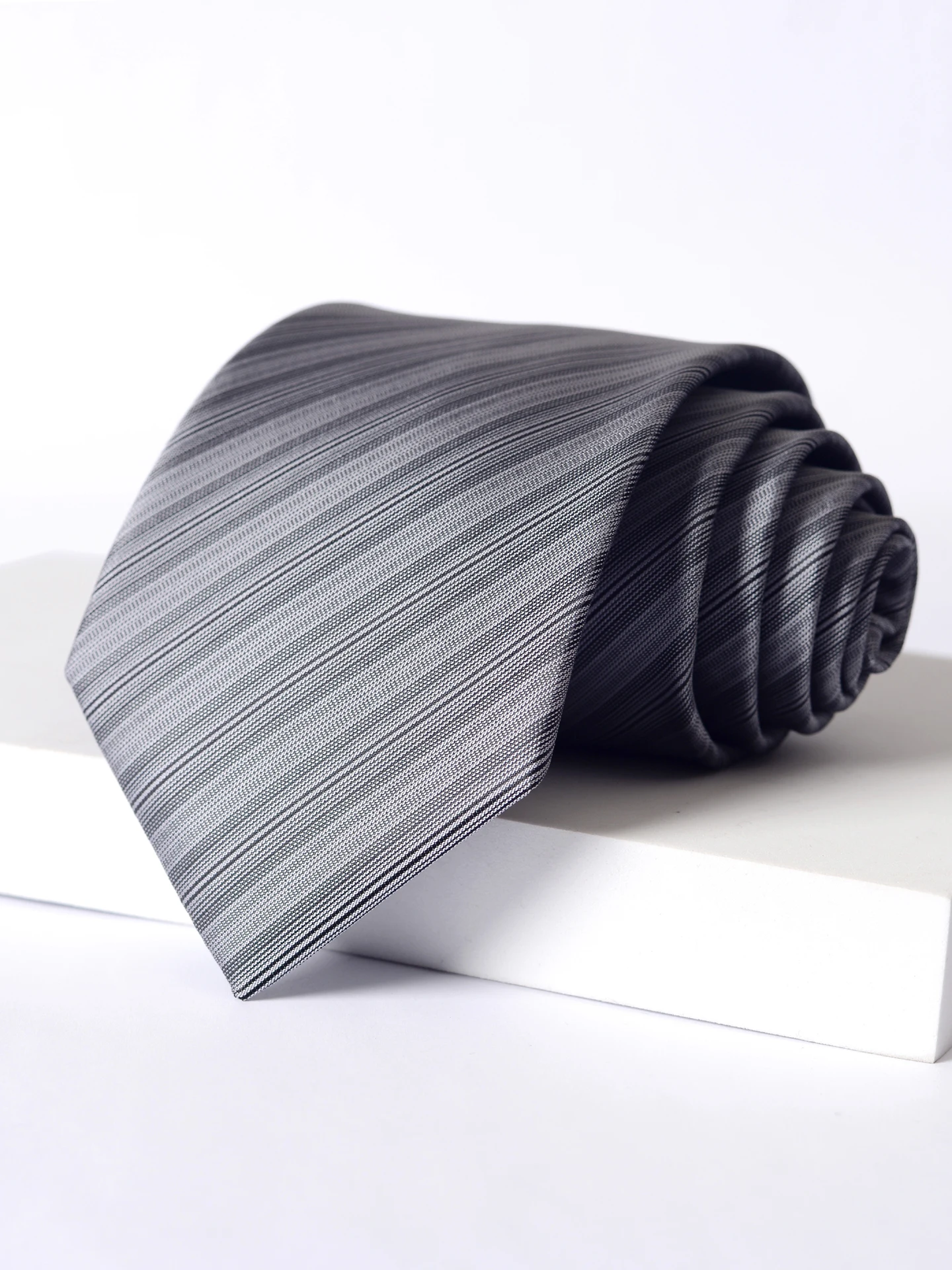 高品質スモークグレーストライプネクタイメンズジャカードレトロビジネス宴会ドレスアクセサリー-8-センチ幅手作り結び目クラバット