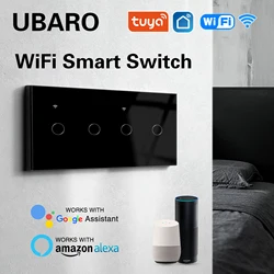 UBARO Tuya Wifi przełącznik 157mm Panel ze szkła hartowanego przerywacz pracy z Google Home Alexa inteligentne życie zdalnego sterowania głosowego aplikacji