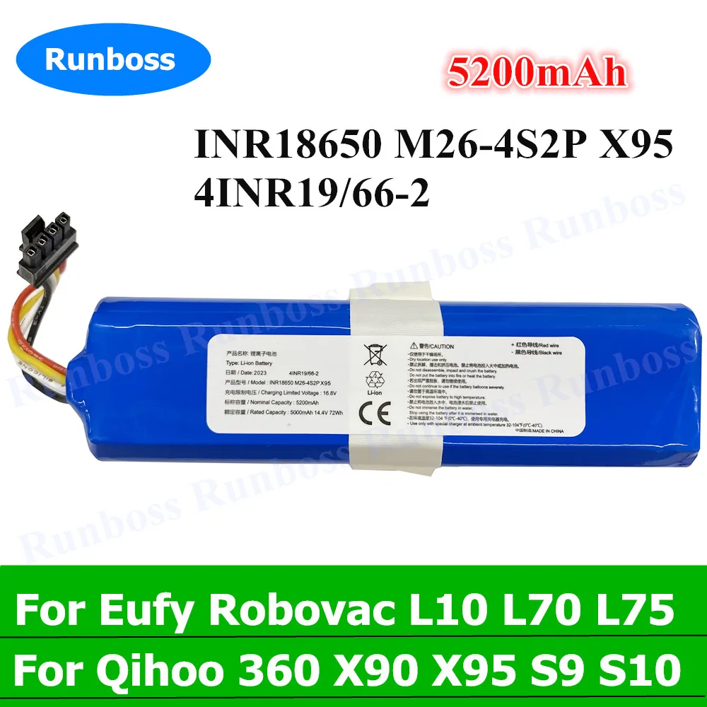 14.4V 5200mAh Battery For Eufy Robovac L10 L70 L75 Robot Vacuum Cleaner T2190G21 T2190 Qihoo 360 X90 X95 S9 S10 Sweeping Robot