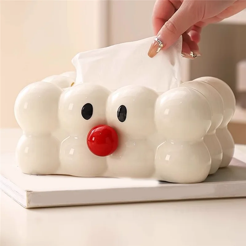 

A20F-Cute Tissue Box Cover Rectangular, White Tissue Box Holder For Bathroom Nightstand Tabletop Decor Tissues Dispensers