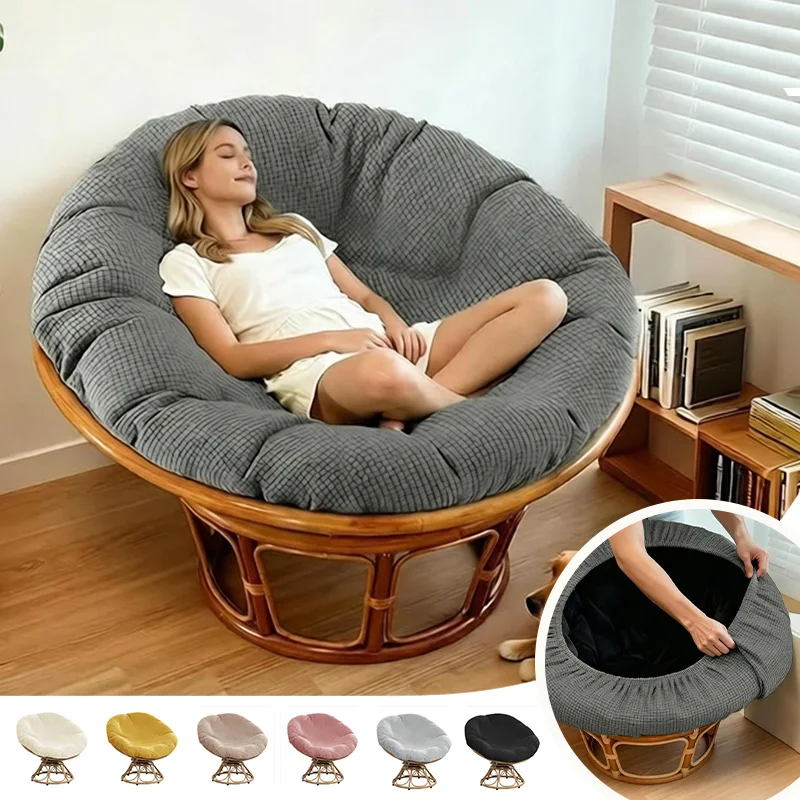 120cm Simple Saucer Chair Cover Moon Sauce Chair Protector Round Camping Chair Covers Knitted Jacquard Corn Pattern Seat Cover