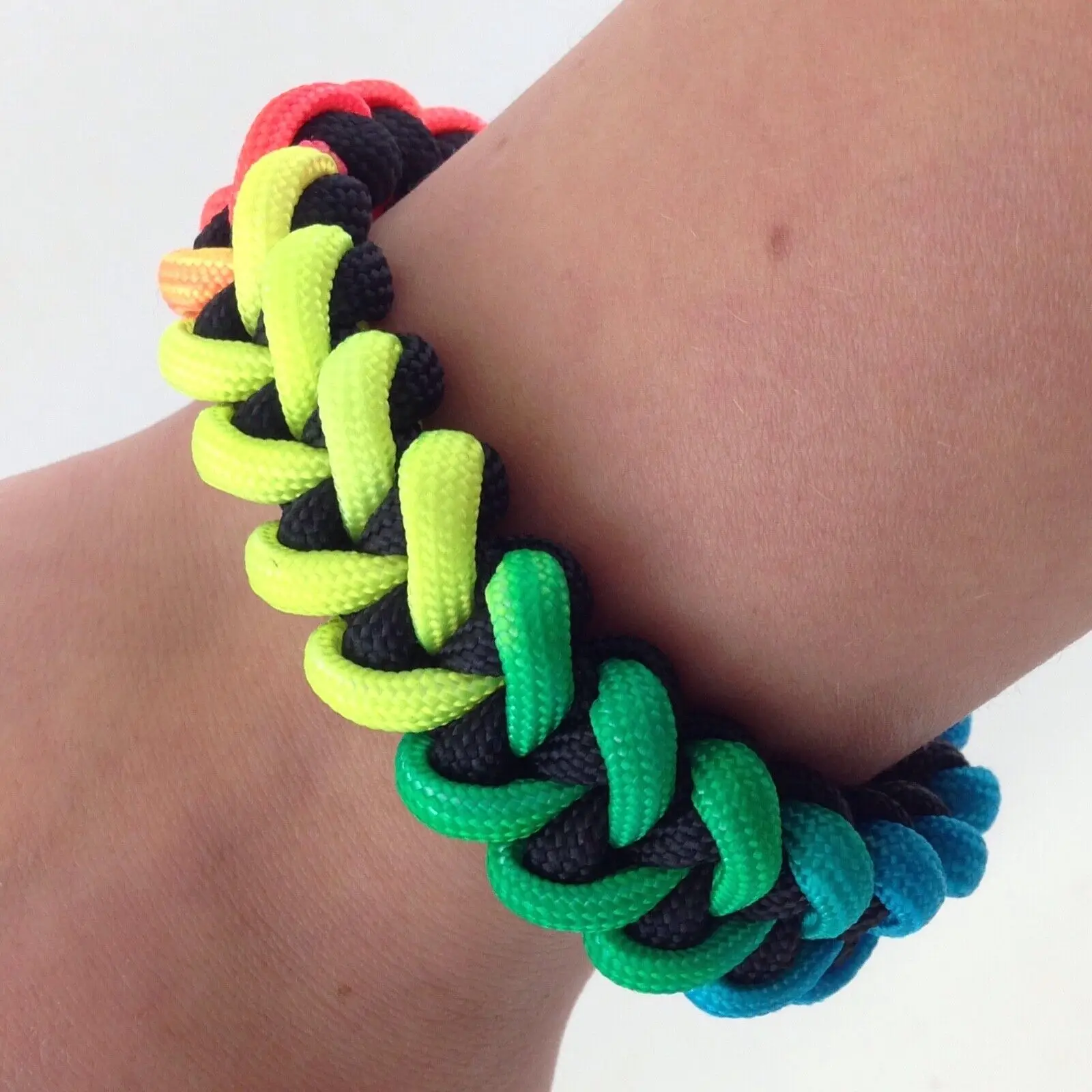 

Paracord Survival Bracelet - Piranha Weave - Various Colours - Handmade Beautiful love Rainbow bracelet