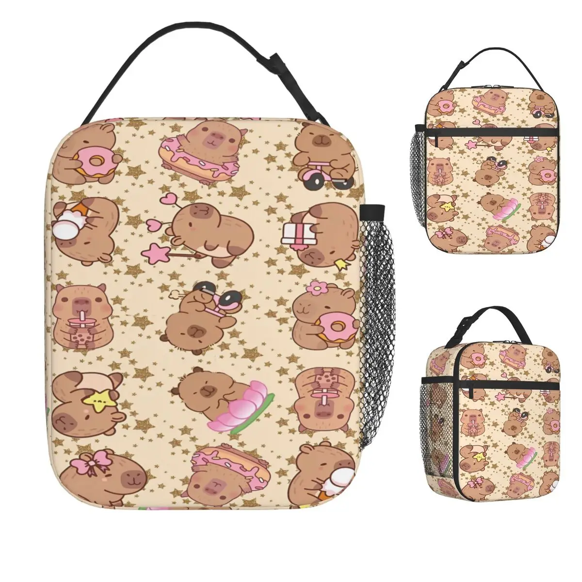 

Симпатичная сумка для обеда с принтом капибары, винтажная коробка для обеда, офисная портативная термосумка-тоут, сумка-холодильник с принтом