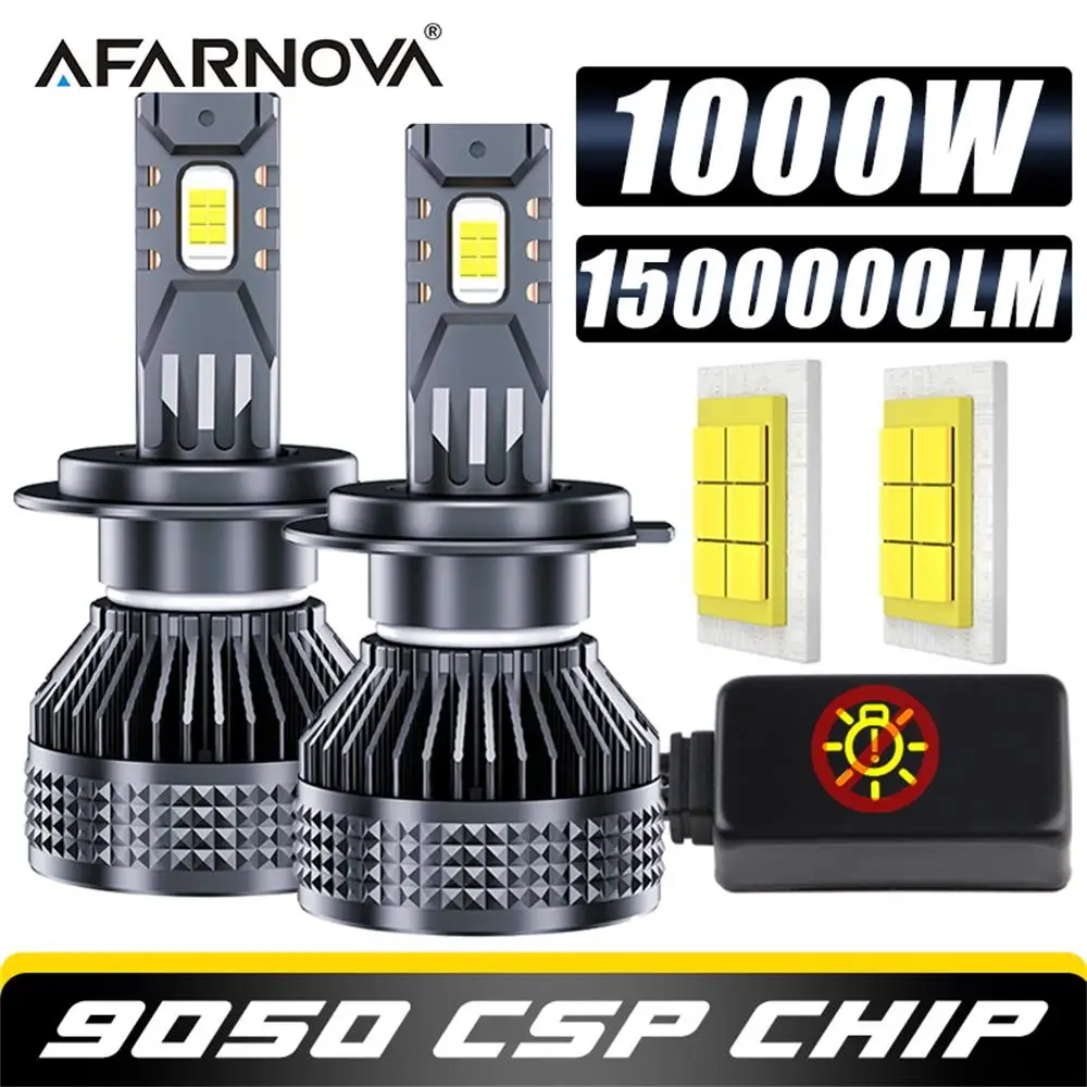 1500000 LM 1000W H7 LED Canbus H11 H1 H4 HB3 9005 HB4 9006 H8 H9 LED faro de coche 9050 bombilla CSP luz antiniebla automática motocicleta 6000K