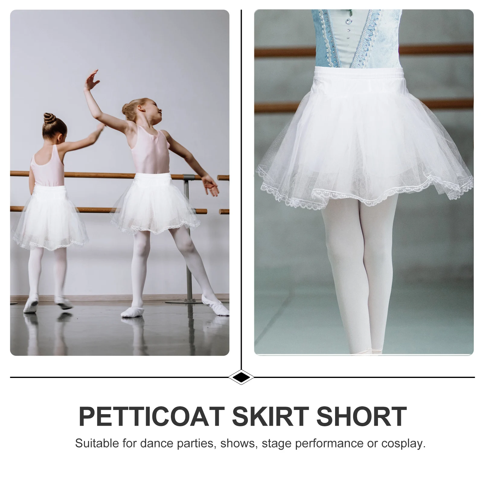 

Petticoat Skirt Short Hoopless Tutu Underskirt for Women Wedding Dress Party Stage Performance Comfortable Elegant