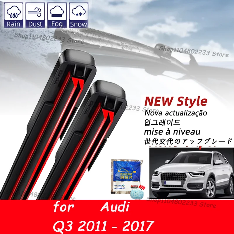 

LHD Front Wiper Blades Set For Audi Q3 2011 - 2017 Windshield Windscreen Window Rain Brushes Boneless Rubber Wiper Blade