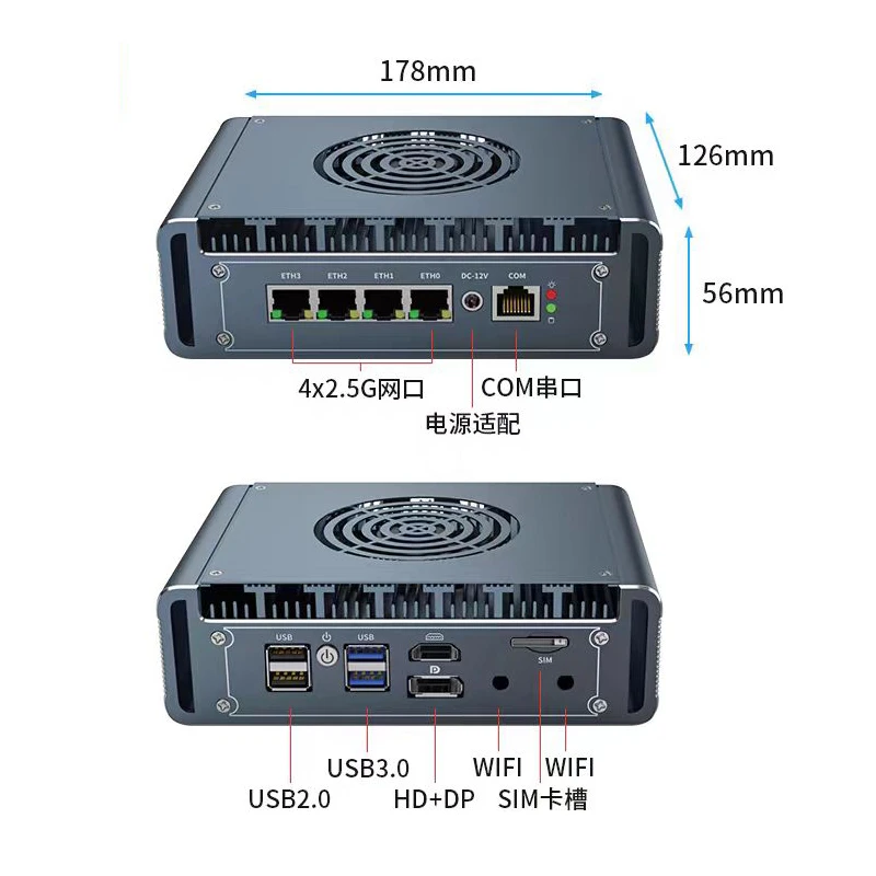 

4 * LAN мини-ПК компьютер 256 ГБ SSD i3 N305 промышленный компьютер программное обеспечение маршрутизатор брандмауэр Linux серверный компьютер