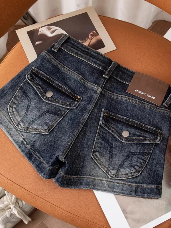 High Waist Slimming Denim Shorts Women's Summer New Style American Quality Blue Black Flared Jeans Shorts Hot Pants