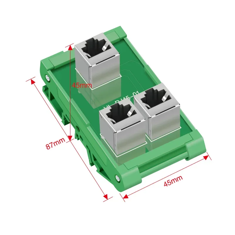 RJ45 Tee Vertical Splitter 1 To 2 Adapter Plate Tee Header Splitter Ethernet DIN35 DIN-Rail Mount Internet Device Add Connection