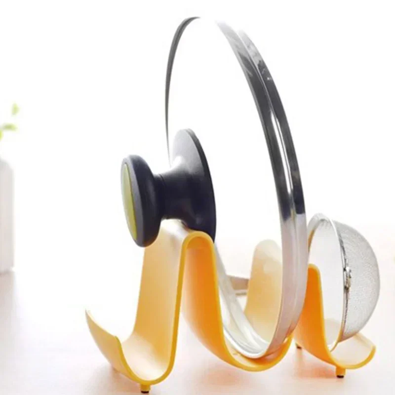 Kitchen Tools Pot Cover Lid Shelves Spoon Storage Rack Wave Design  Plastic  Cooking Accessories Pot Lid Pan Shelf