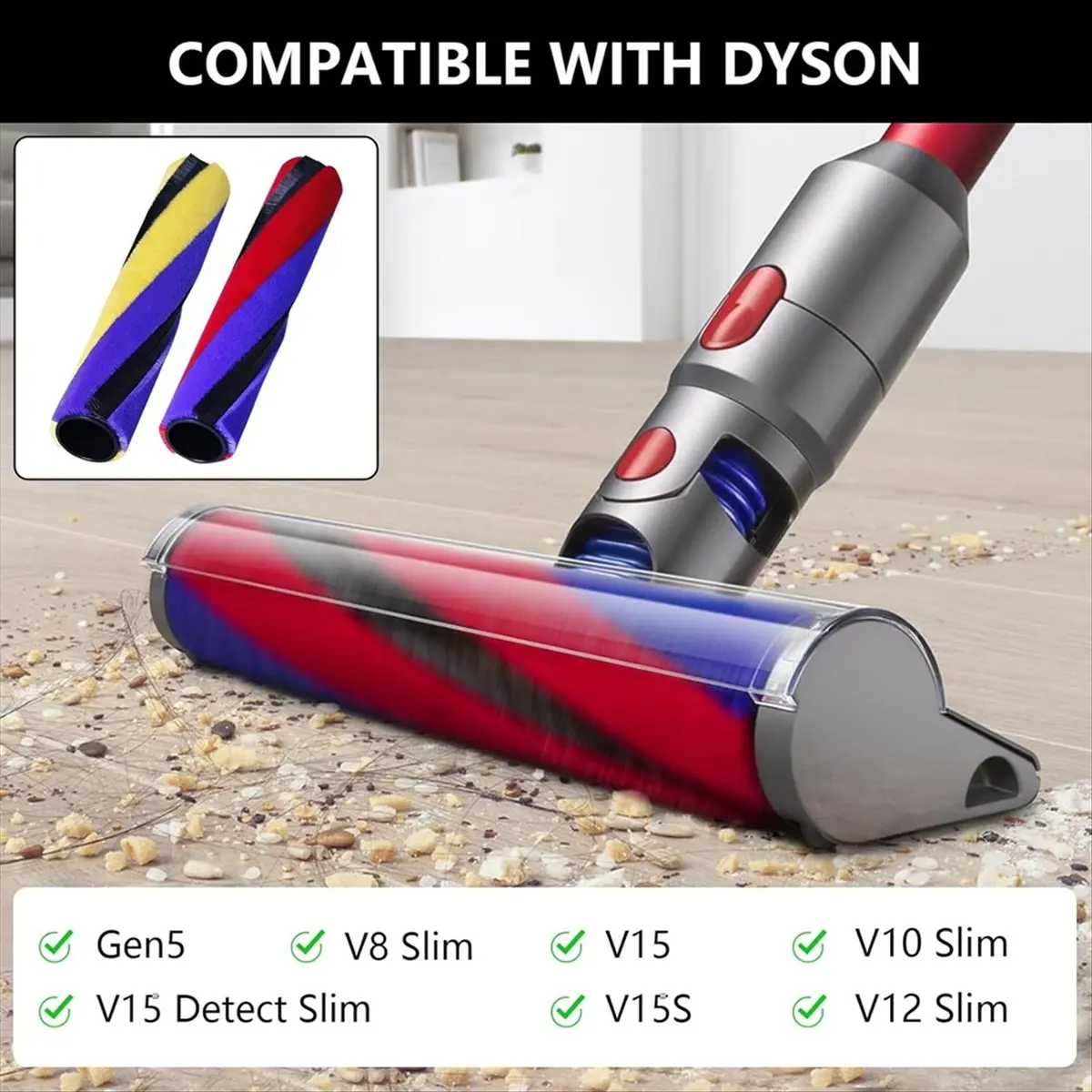 

Hot A430I Soft Brush Roller for V8 Slim/Vl0 Slim/V12 Detect Slim/V15 Slim Vacuum Attachment Part No. 971634-01 B