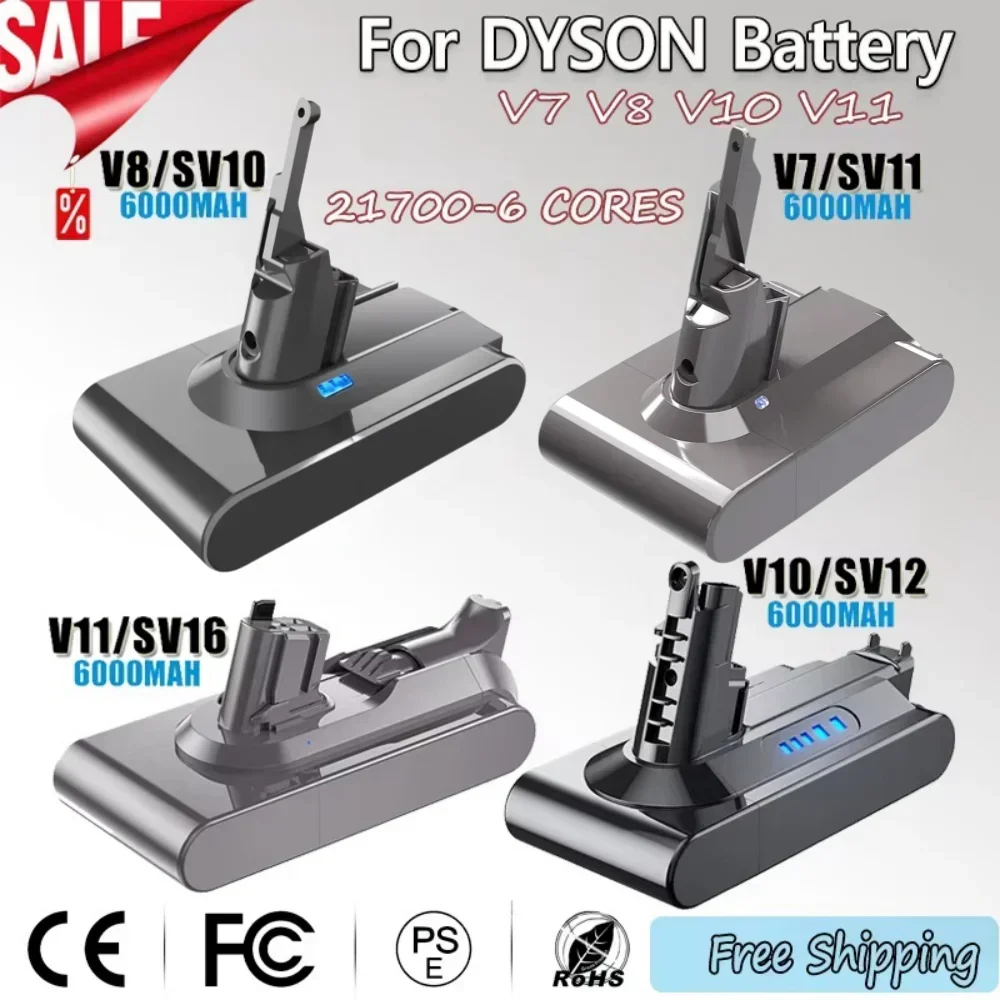 8.0Ah Vacuum Cleaner rechargeable Battery for Dyson V6 V7 V8 V10 11 Series SV07 SV09 SV10 SV12 DC62 Absolute Fluffy Animal Pro