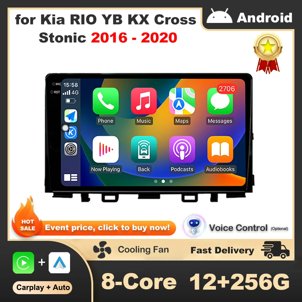 

9 '' Car Radio Video Multimedia Player GPS Navi for Kia RIO YB KX Cross Stonic 2016 - 2020 Android OS Wireless Carplay No 2 din