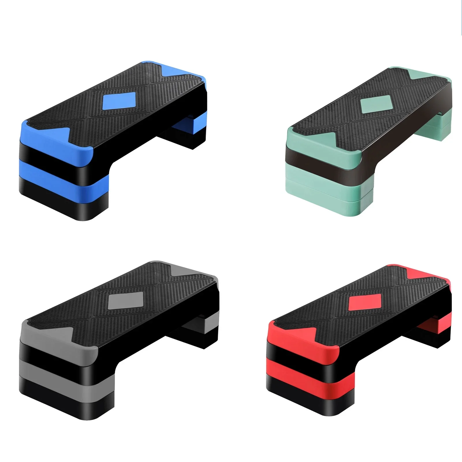 27.3 inch Aerobic Step Platform Muscle Exercise with 4 Risers Home Gym 4 Colors