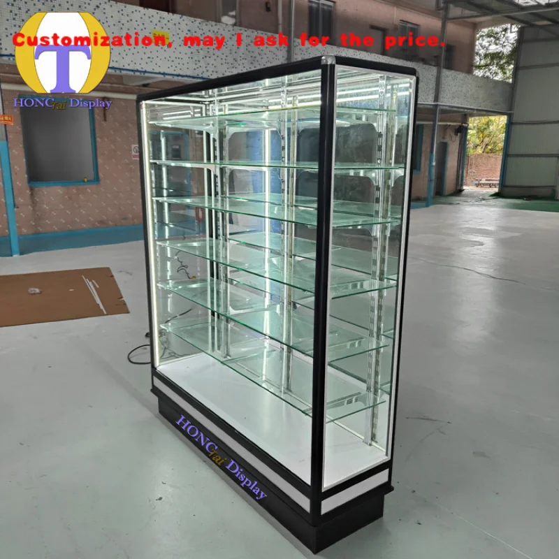 

custom.6 ft Sliding Door Glass Mirror Display Showcase Adjustable Display Cabinet Aluminum MDF Retail Store or