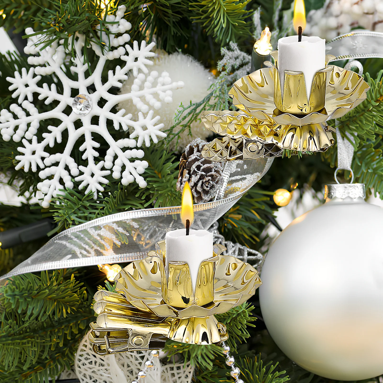 

20Pcs Clip-on Holder Christmas Tree Clips Metal Candlestick Holder for Holiday Atmosphere Decor Candlestick Clip